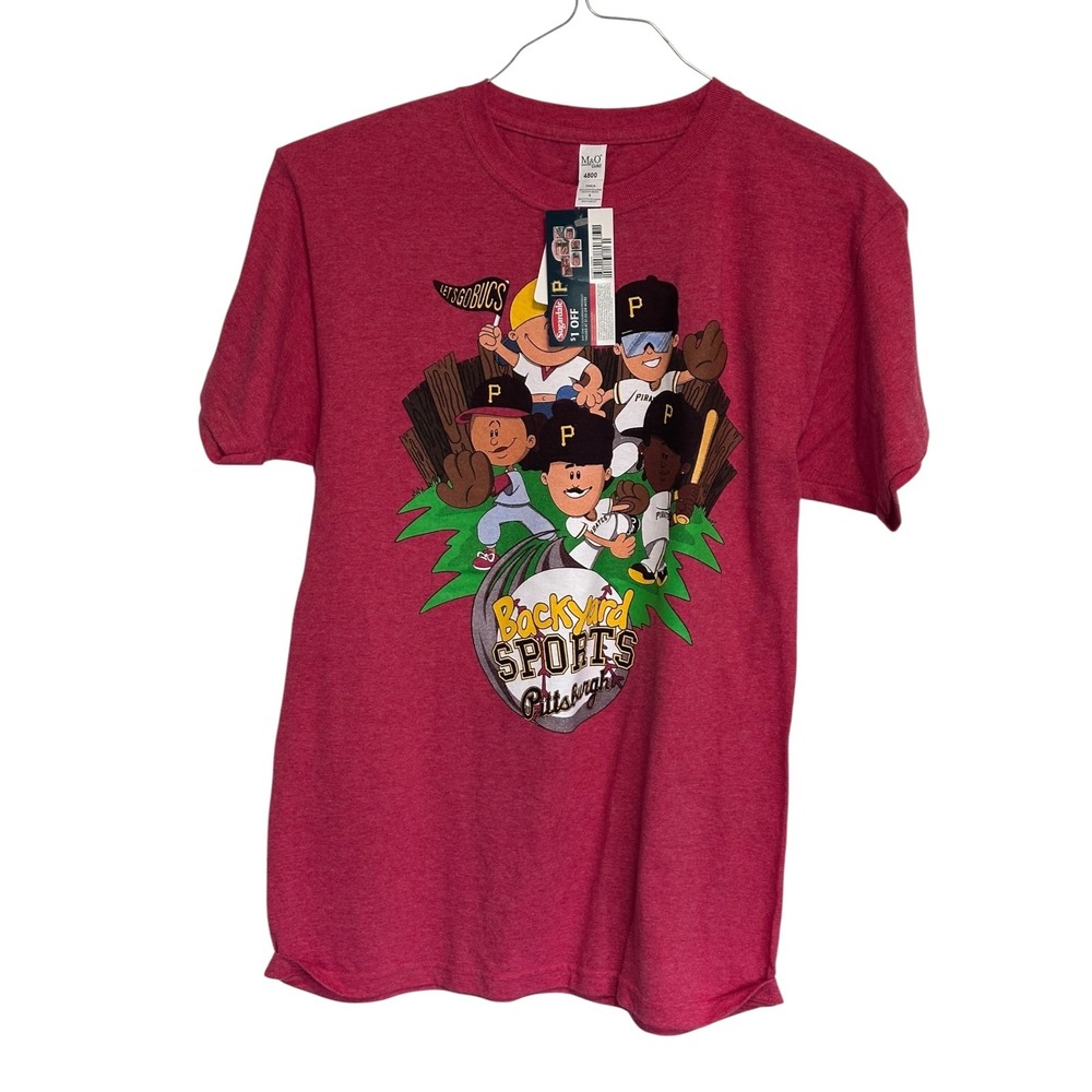 M&O Gold Backyard Sports Pittsburgh Pirates Tee Mens Small Red NEW Graphic Shirt